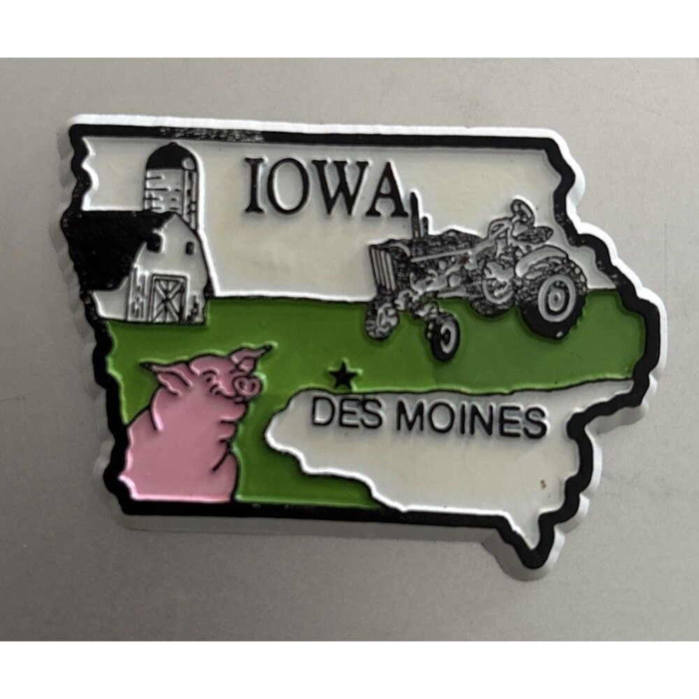 Vintage USA Refrigerator Magnet 90s Retro Travel Souvenir Iowa Green Moines